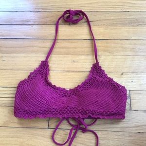 maroon and black bikini